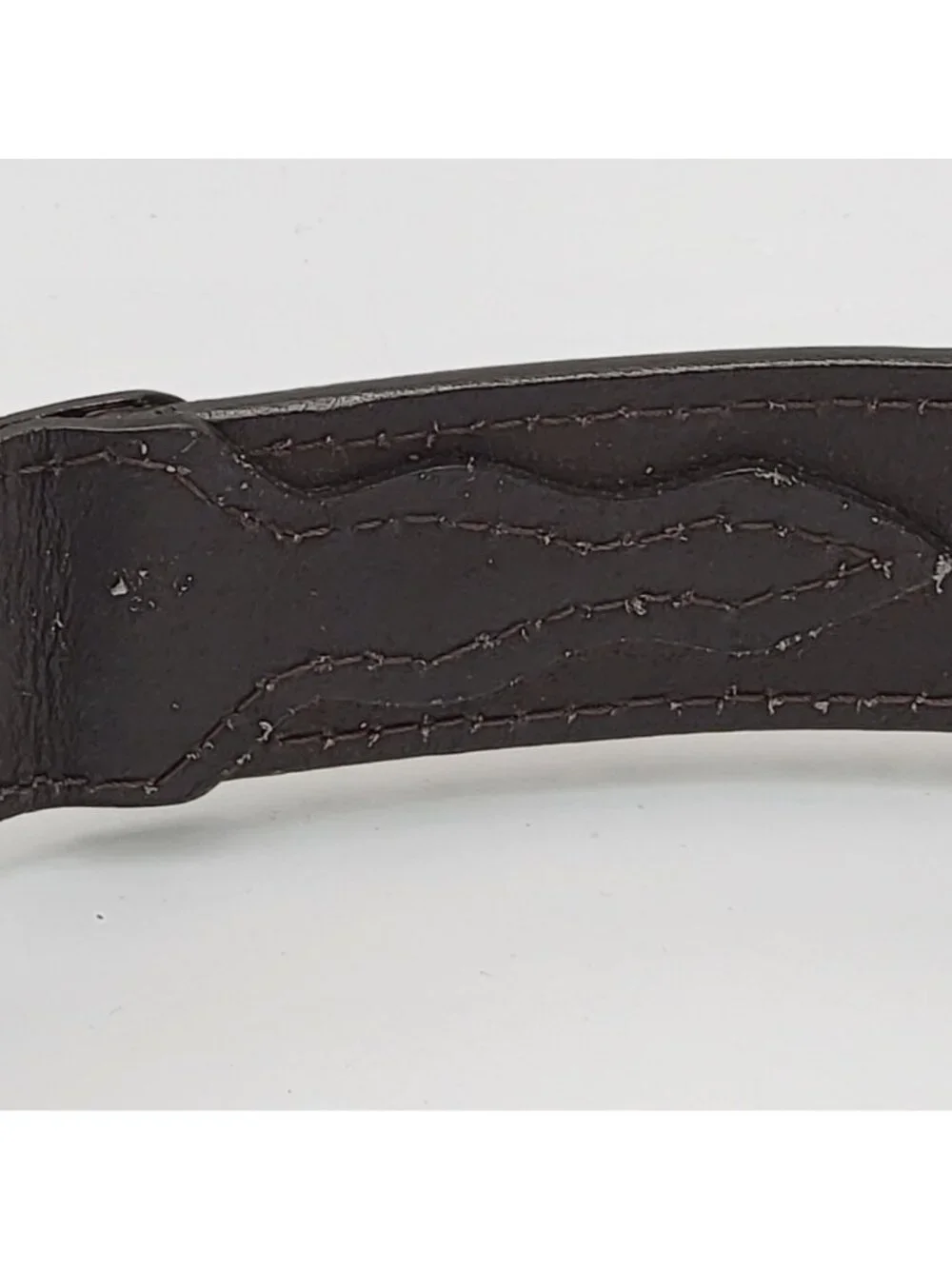 Vtg Western/Cowgirl Brown Leather Belt with Horse-Themed Metal Buckle Adjustable